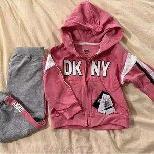 DKNY Kids Hoodie Set in Pink and Gray